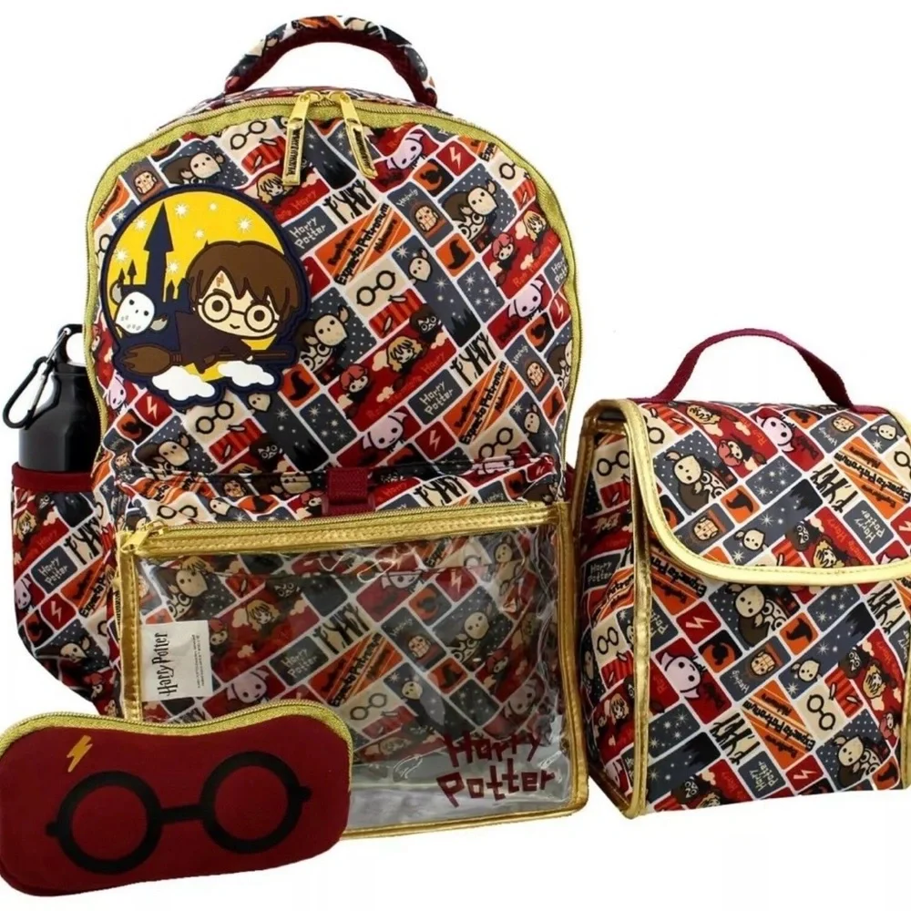 Harry Potter Kids Backpacking Backpack With Lunch Bag - School Bag Boys - 5pc
